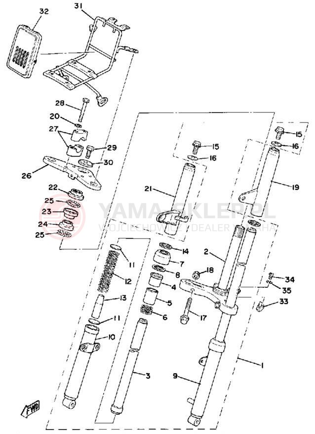Schemat "Amortyzatory przód" do Yamaha LC50G