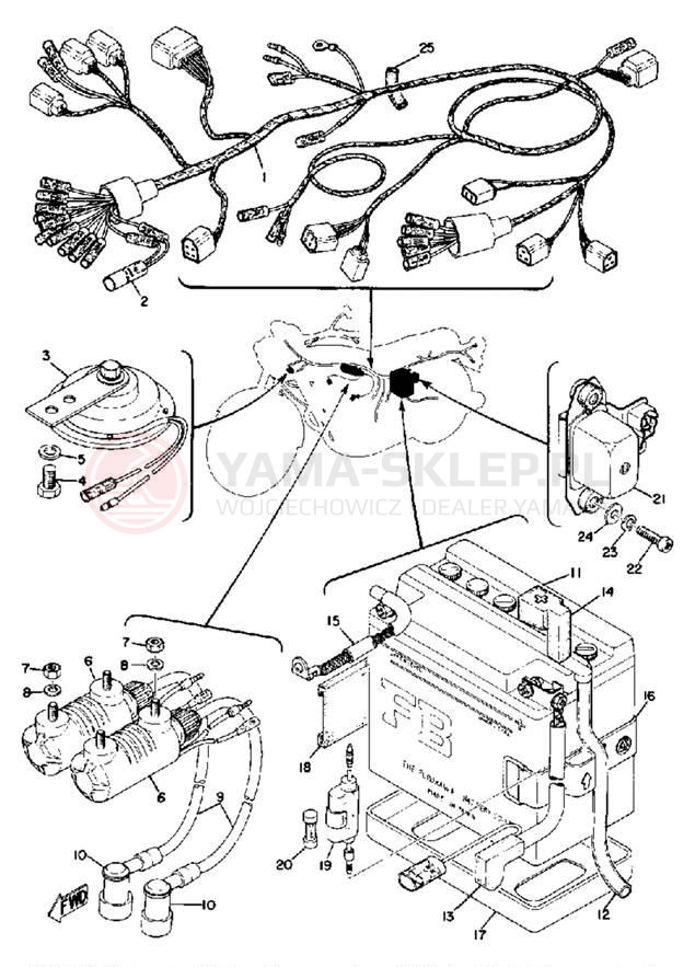 Schemat "układ elektryczny" do Yamaha TX750A