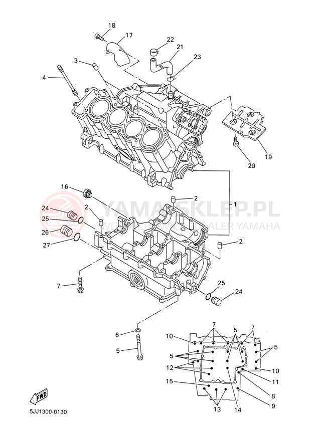 Schemat "Obudowa silnika" do Yamaha R1 YZFR1M/YZFR1MC