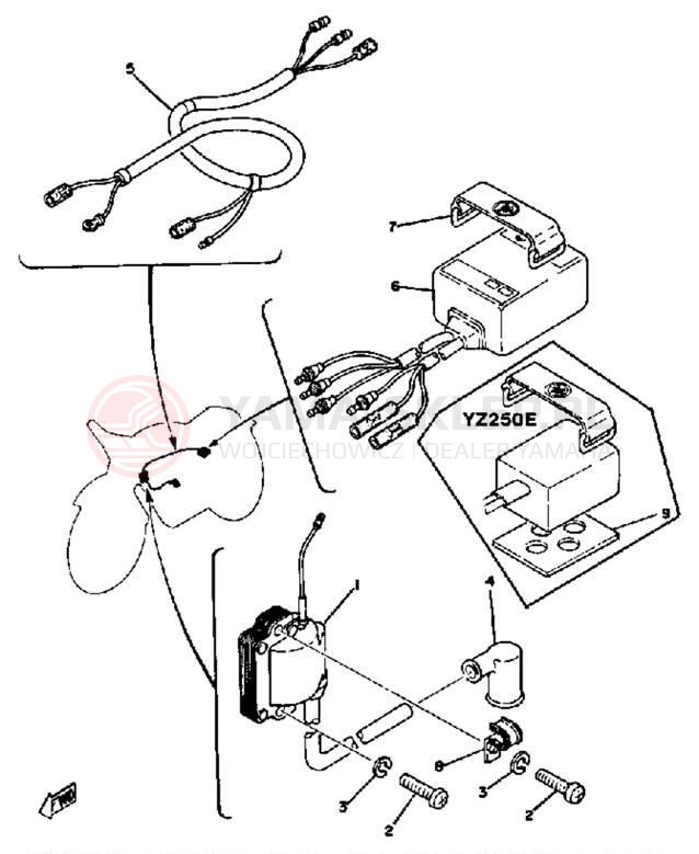 Schemat "układ elektryczny" do Yamaha YZ250D