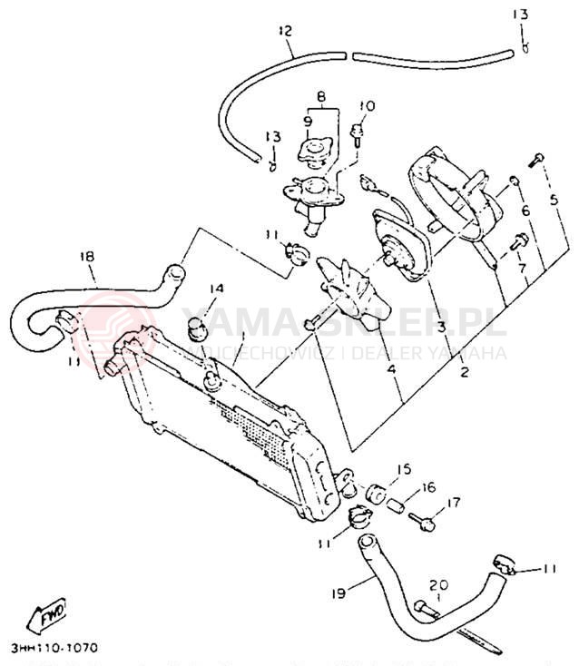 Schemat "Układ chlodzenia" do Yamaha FZR600RDC