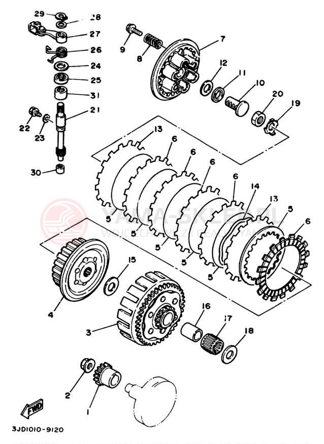 Schemat "sprzęgło" do Yamaha YZ125W
