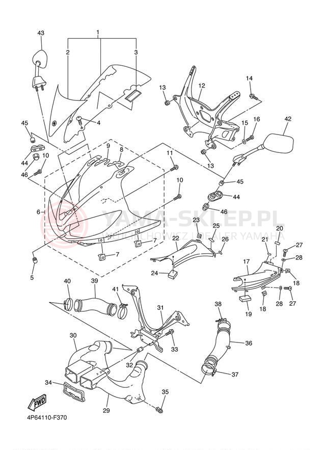 Schemat "elementy nadwozia" do Yamaha R6S YZFR6SW/YZFR6SWC