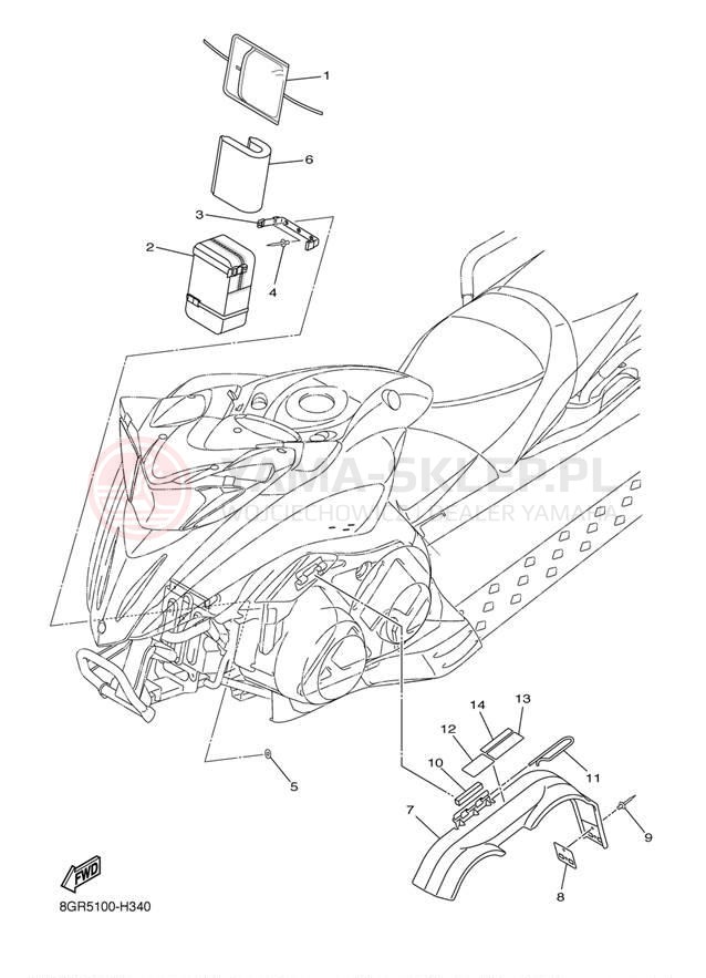 Schemat "GUARD - LUGGAGE BOX" do Yamaha VENTURE MULTI PURPOSE PZ50MPDR