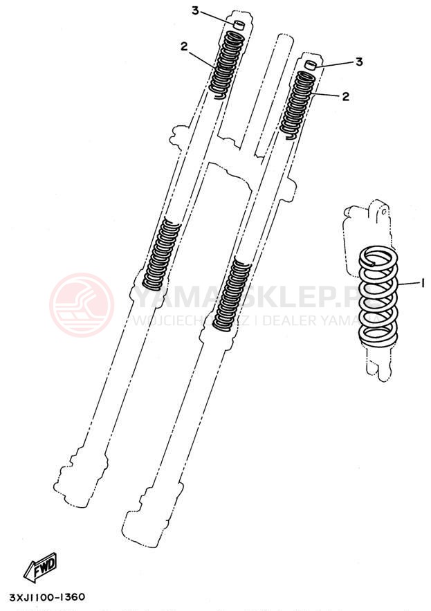Schemat "Zawieszenie przód" do Yamaha YZ125H1