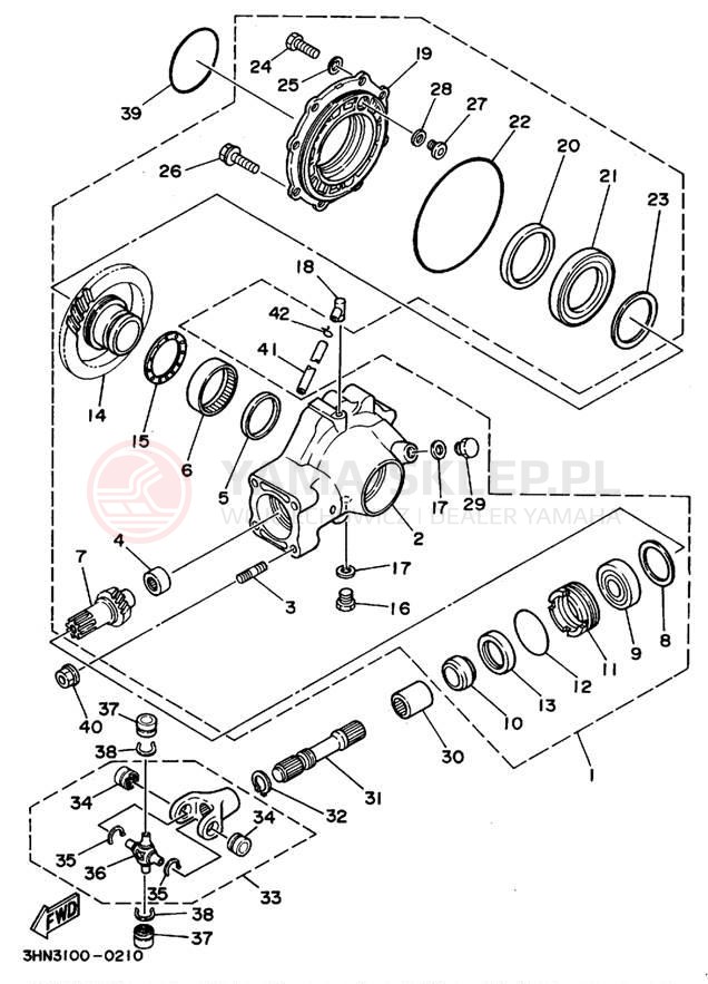Schemat "Wał napędowy" do Yamaha KODIAK 4WD YFM400FWF_