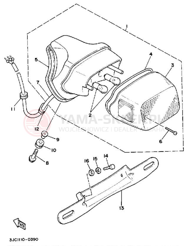 Schemat "lampa tył" do Yamaha VIRAGO 535 XV535A/XV535AC