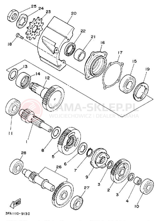 Schemat "Skrzynia biegów " do Yamaha YFA1D