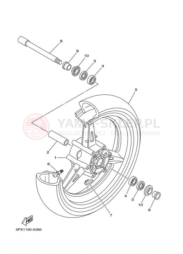 Schemat "Koło przód" do Yamaha XV17PCP/XV17PCPC