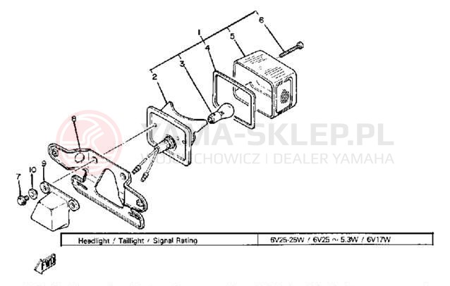 Schemat "lampa tył" do Yamaha MJ50J