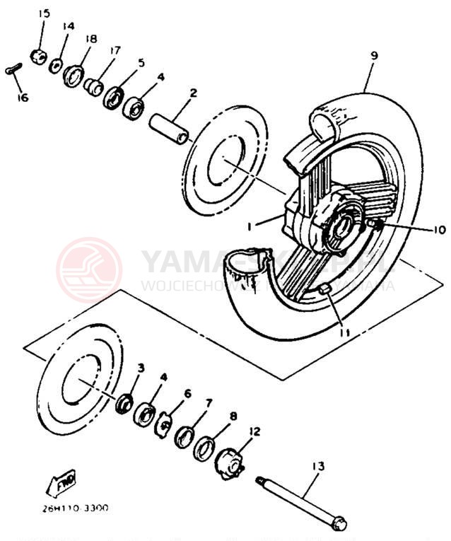 Schemat "Koło przód" do Yamaha XVZ12DN