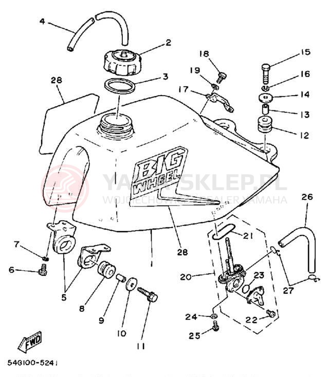 Schemat "zbiornik paliwa" do Yamaha BIG WHEEL ELEC START BW200ES