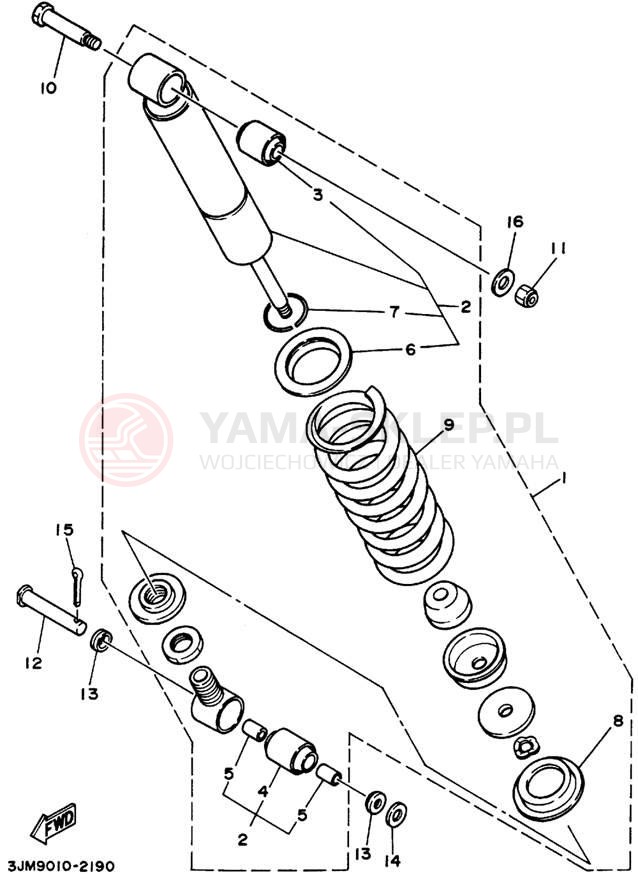 Schemat "zawieszenie tył" do Yamaha BLASTER YFS200F