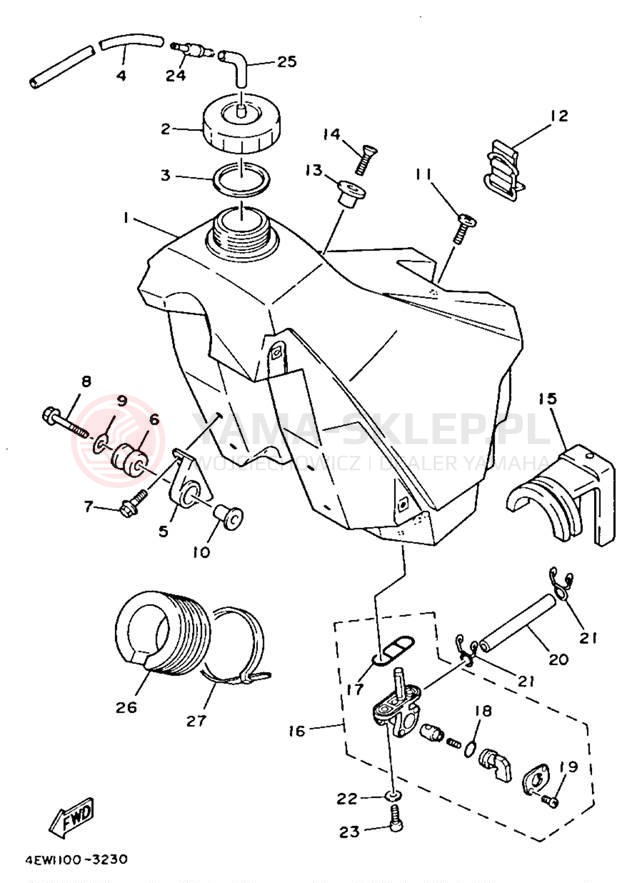 Schemat "zbiornik paliwa" do Yamaha YZ250E1