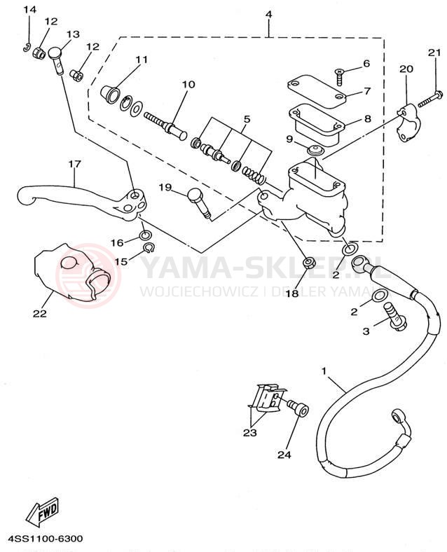 Schemat "Pompa hamulcowa przednia" do Yamaha YZ125H1