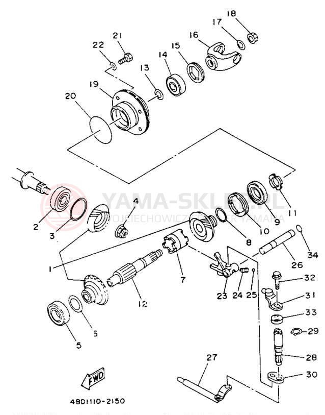 Schemat "Przeniesienie napędu" do Yamaha TIMBERWOLF 2WD YFB250E
