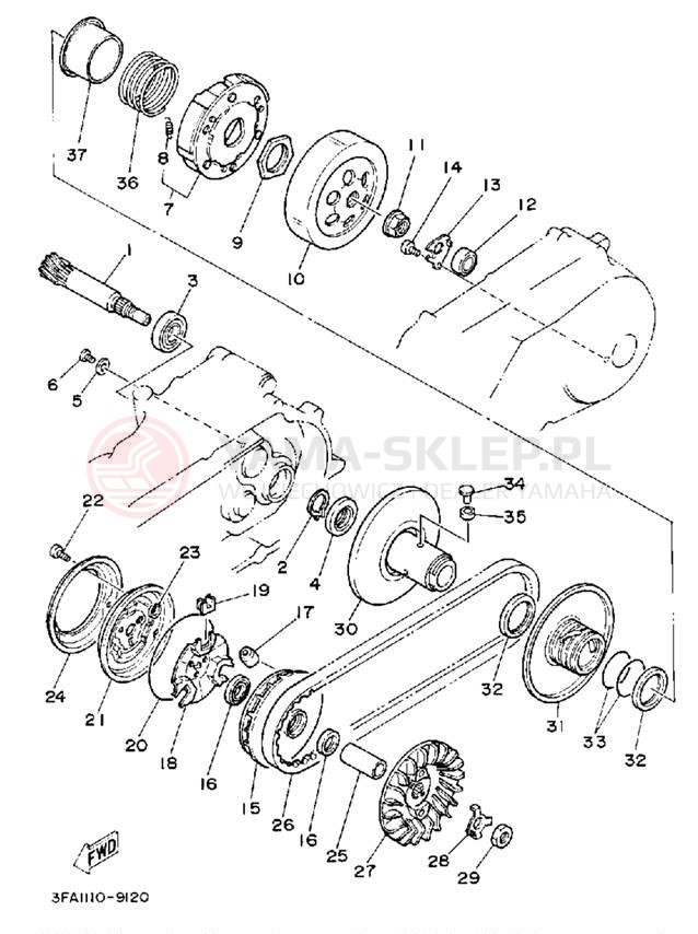 Schemat "sprzęgło" do Yamaha YFA1D