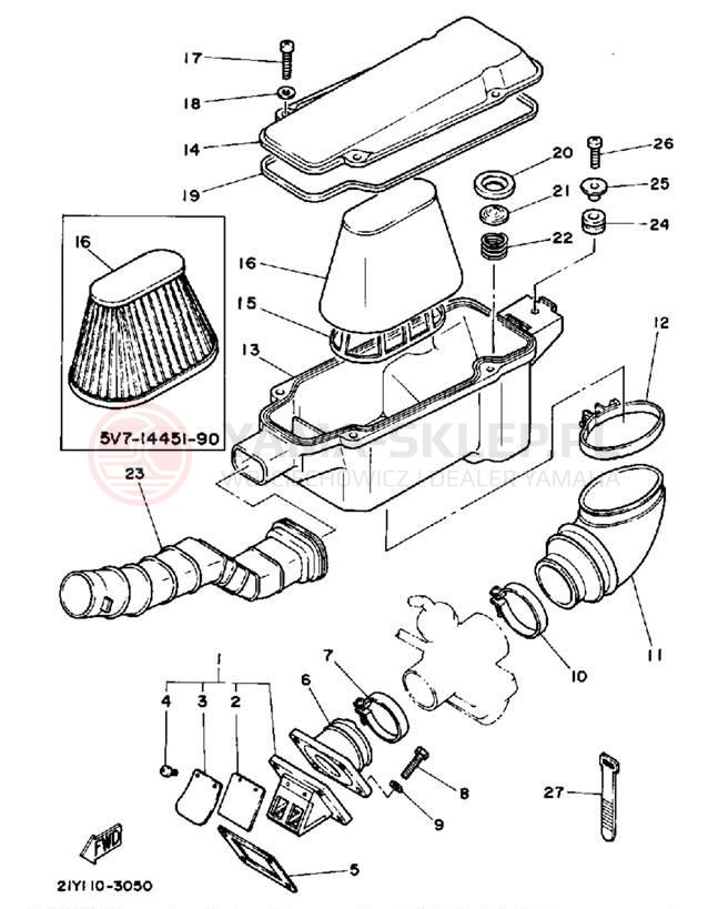 Schemat "Filtr powietrza" do Yamaha YT125K