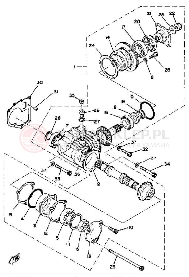 Schemat "Przeniesienie napędu" do Yamaha XS1100H