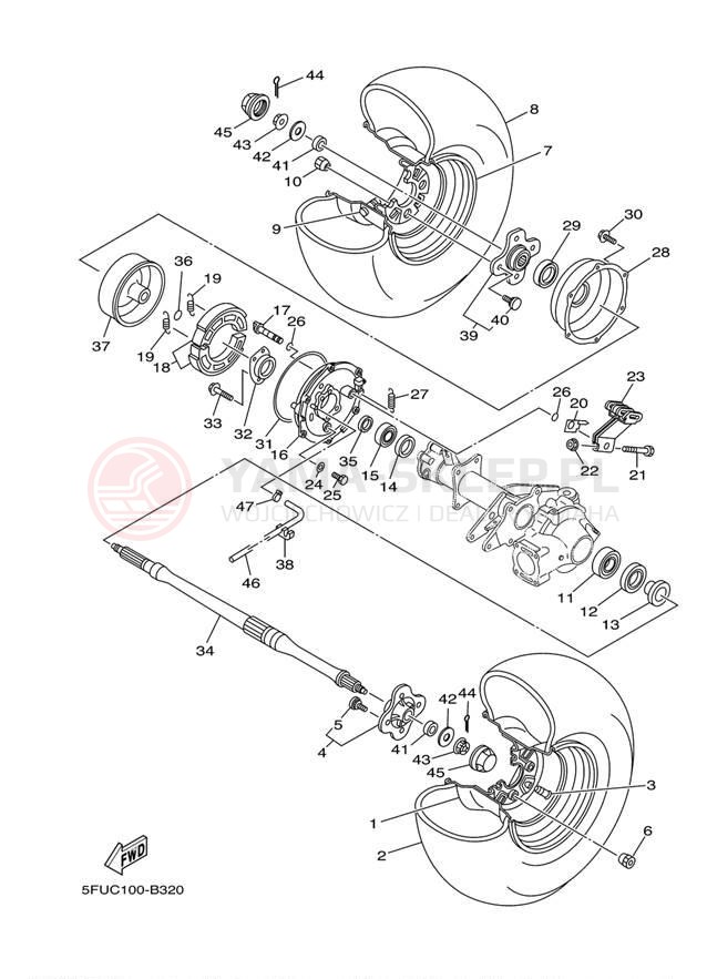 Schemat "Koło tył" do Yamaha BIG BEAR 400 4X4 YFM40FS