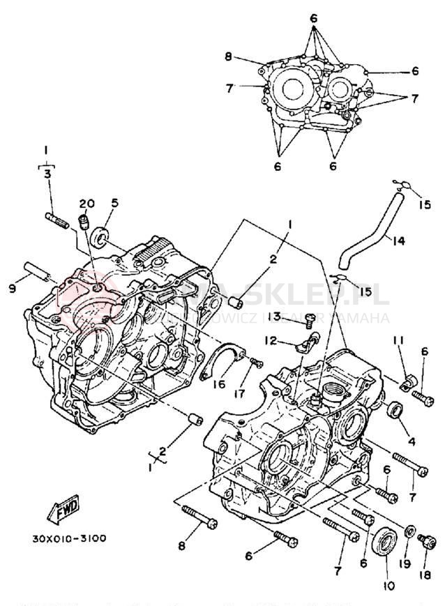 Schemat "Obudowa silnika" do Yamaha XT250LC/XT250L