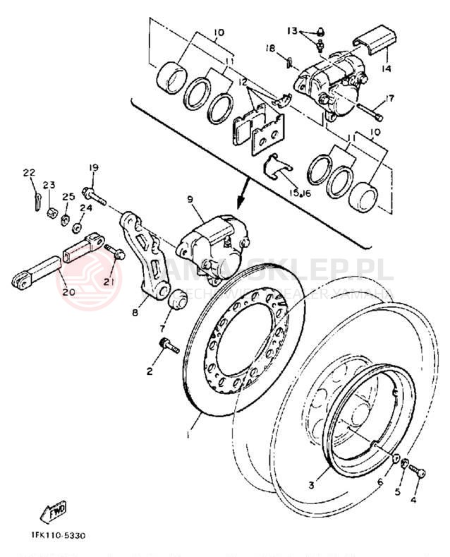 Schemat "Zacisk hamulcowy tylny" do Yamaha V-MAX 1200 VMX12SC/VMX12S