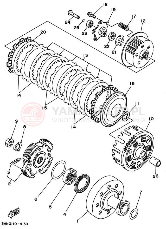 Schemat "sprzęgło" do Yamaha BIG BEAR 4WD YFM350FWG