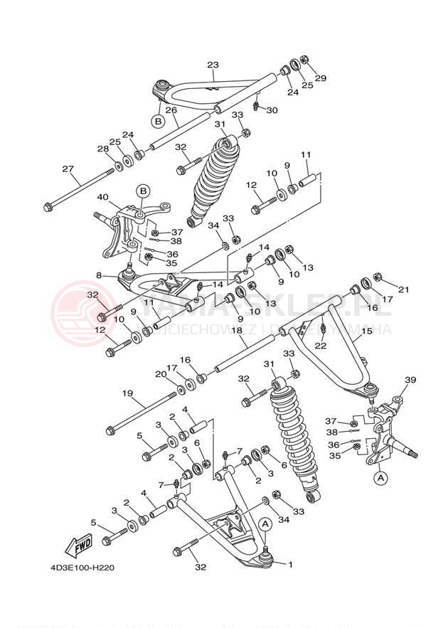 Schemat "Koło przód" do Yamaha RAPTOR 250 YFM25RZW