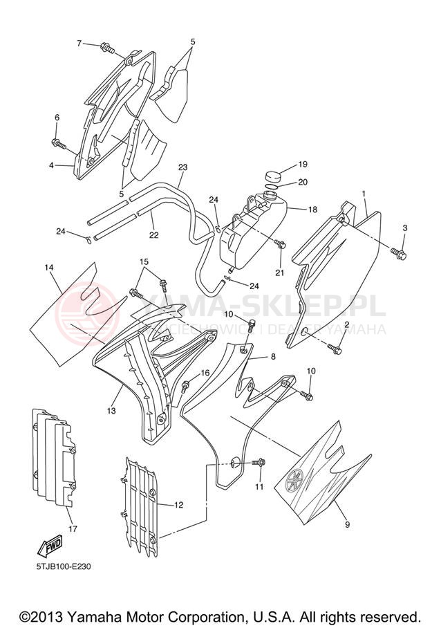 Schemat "Pokrywa boczna" do Yamaha WR450F WR450FV