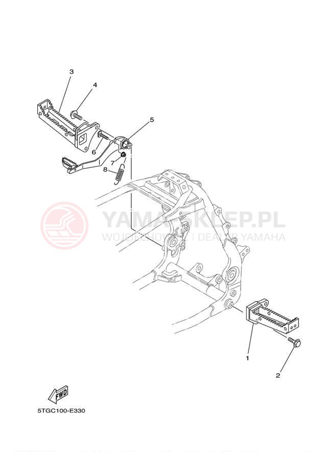 Schemat "Stopka postojowa i podnóżki" do Yamaha YFZ450 YFZ450W
