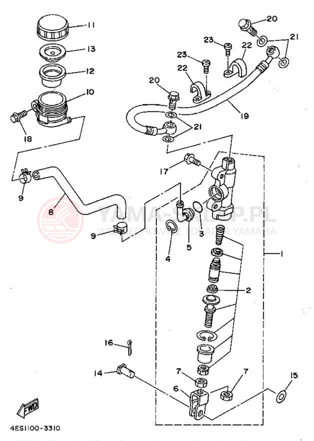 Schemat "Pompa hamulcowa tył" do Yamaha YZ80F1