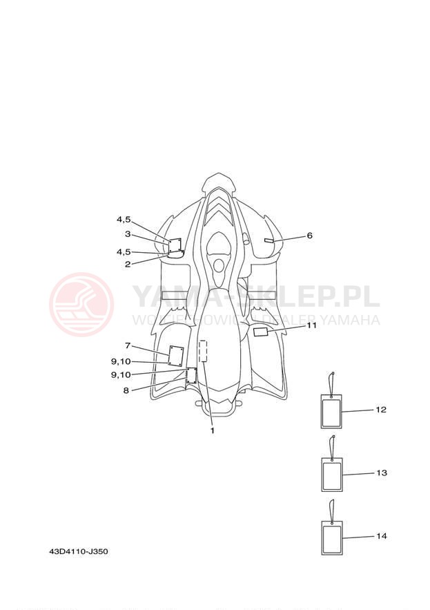 Schemat "naklejki" do Yamaha RAPTOR 90 YFM90RAW/YFM90RAL