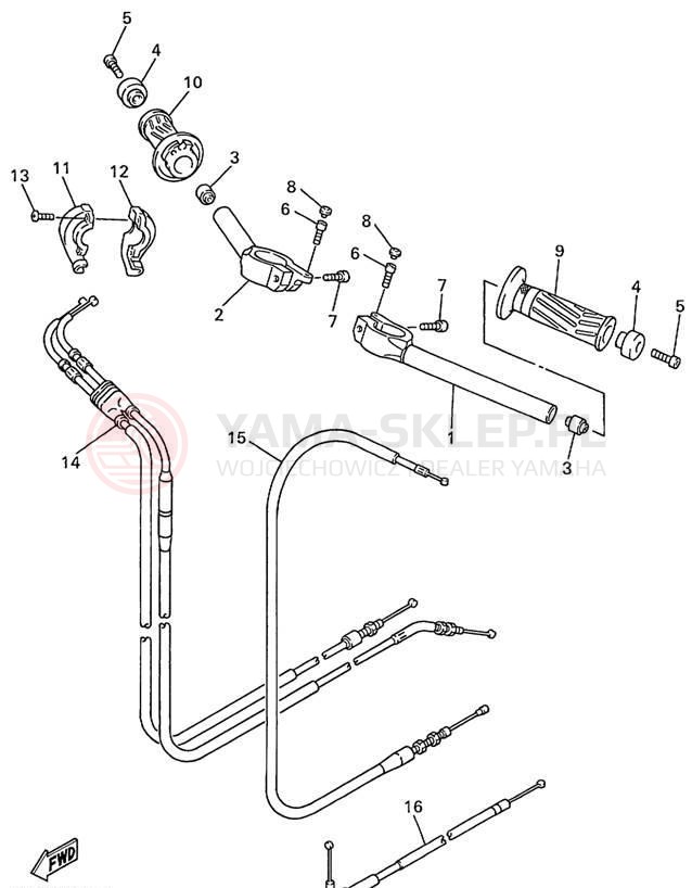 Schemat "Kierownica i osprzęt" do Yamaha R1 YZFR1L/YZFR1LC