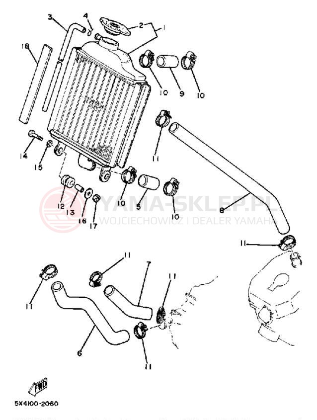 Schemat "Układ chlodzenia" do Yamaha YZ125J