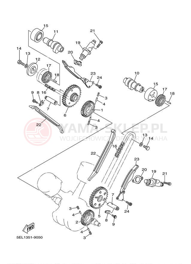 Schemat "Rozrząd - łańcuszek" do Yamaha V-STAR 1100 XVS1100L/XVS1100LC