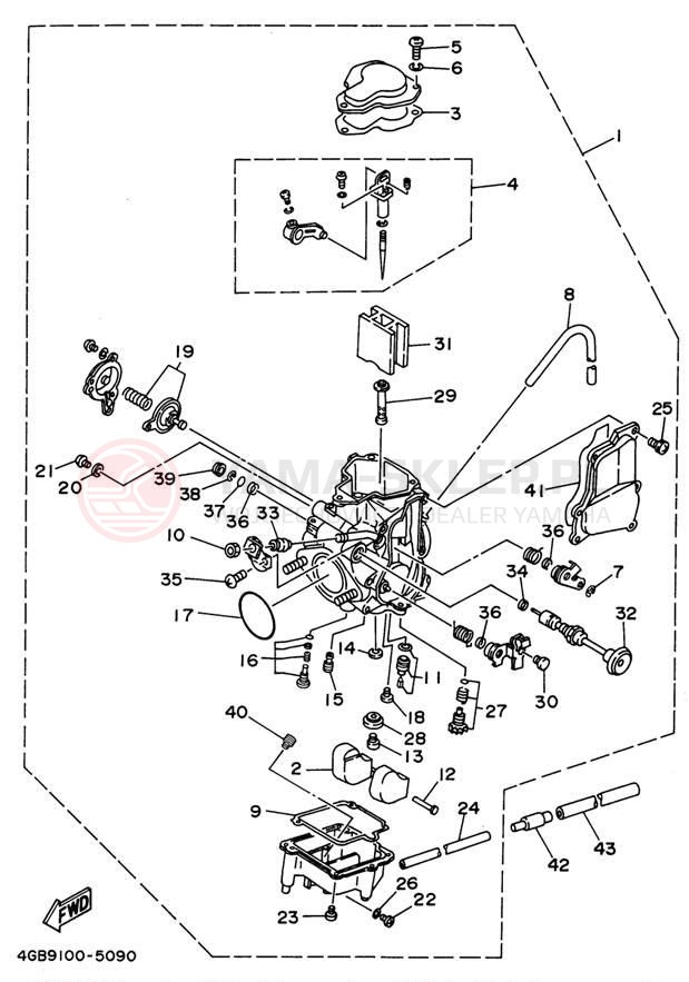 Schemat "Gaźnik" do Yamaha KODIAK 4WD YFM400FWG