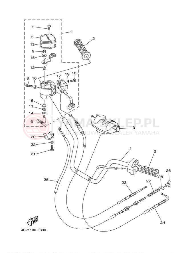 Schemat "Kierownica i osprzęt" do Yamaha GRIZZLY 350 IRS YFM35FGIW
