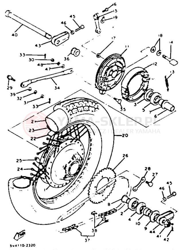 Schemat "Koło tył" do Yamaha XS650SK