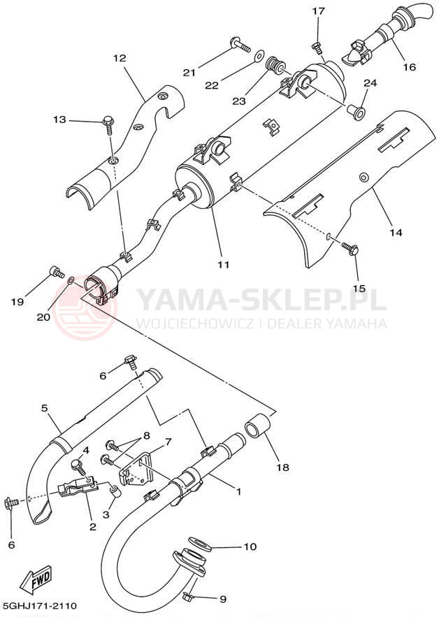 Schemat "Wydech końcowy" do Yamaha KODIAK 4WD HUNTER YFM400FAHP