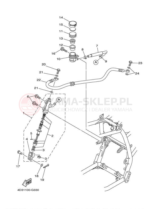 Schemat "Pompa hamulcowa tył" do Yamaha RAPTOR 250 YFM25RAW/YFM25RAL