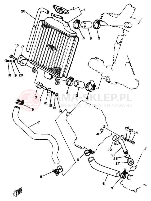 Schemat "Układ chlodzenia" do Yamaha YZ125H