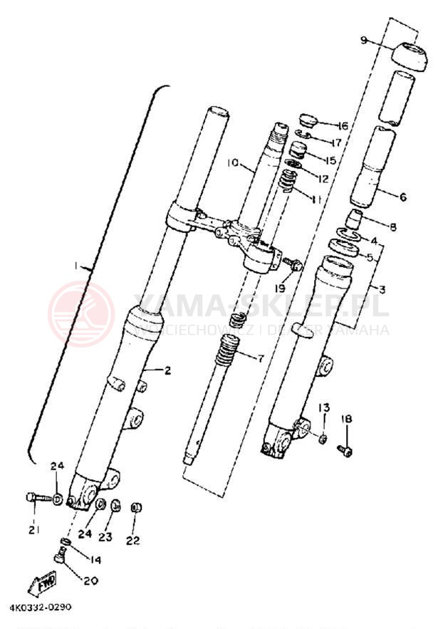 Schemat "Amortyzatory przód" do Yamaha XJ650RJ