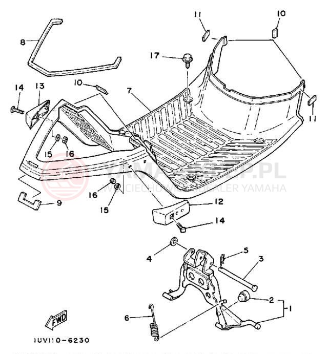 Schemat "Stopka postojowa i podnóżki" do Yamaha CE50ES