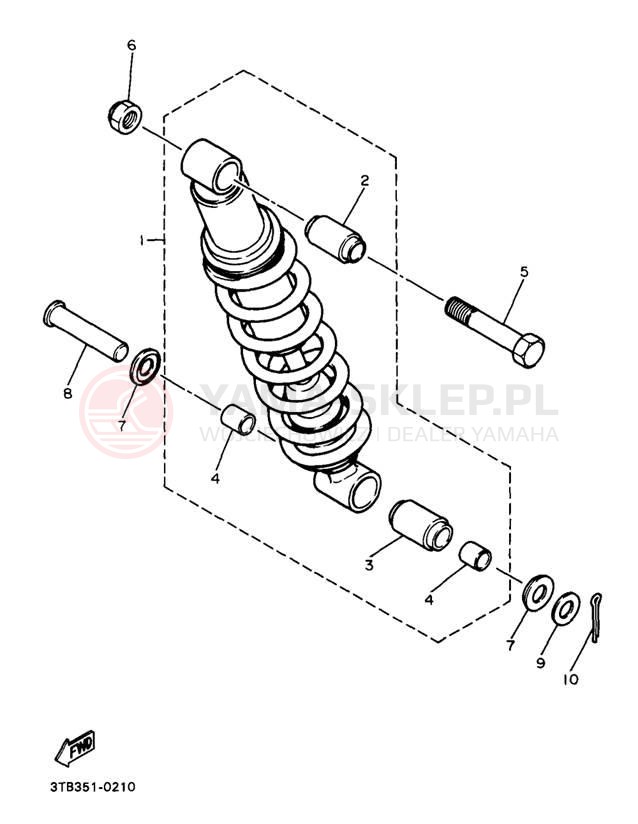 Schemat "zawieszenie tył" do Yamaha XT600EBC/XT600EB