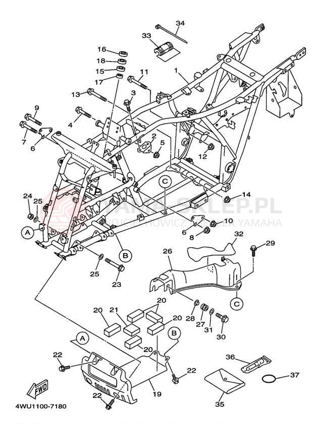 Schemat "rama" do Yamaha BIG BEAR 4WD YFM350FWBJ_MNH