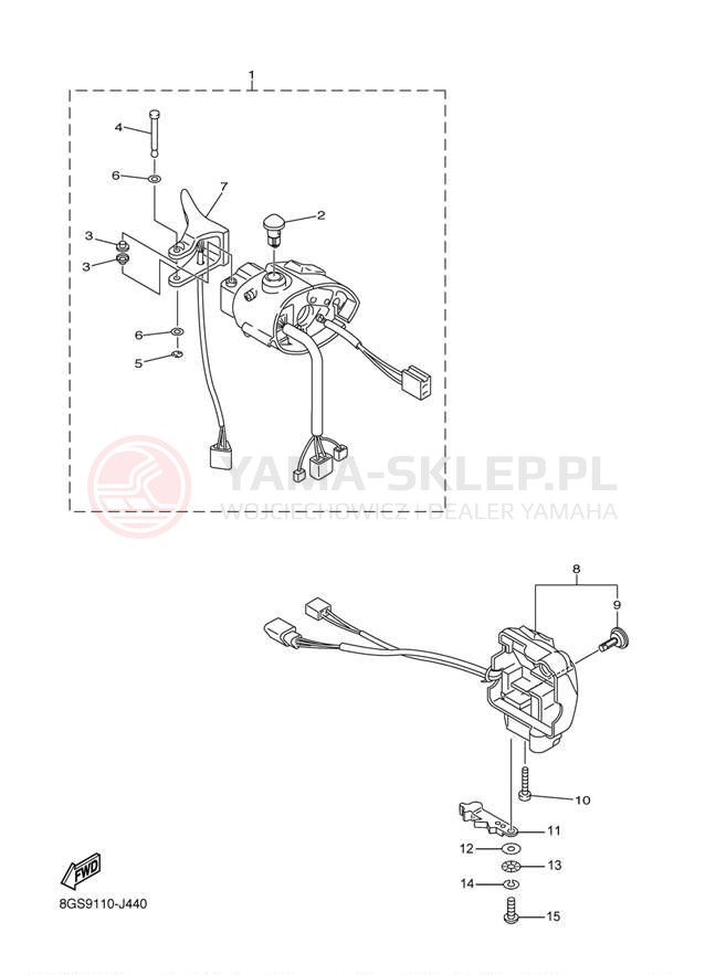 Schemat "Kierownica i osprzęt" do Yamaha RS VENTURE RST90BS