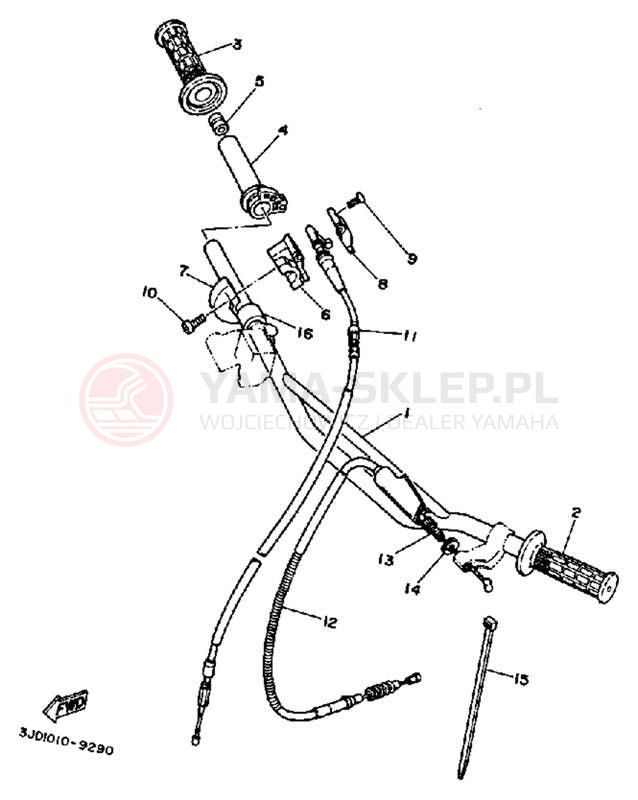 Schemat "Kierownica i osprzęt" do Yamaha YZ125B