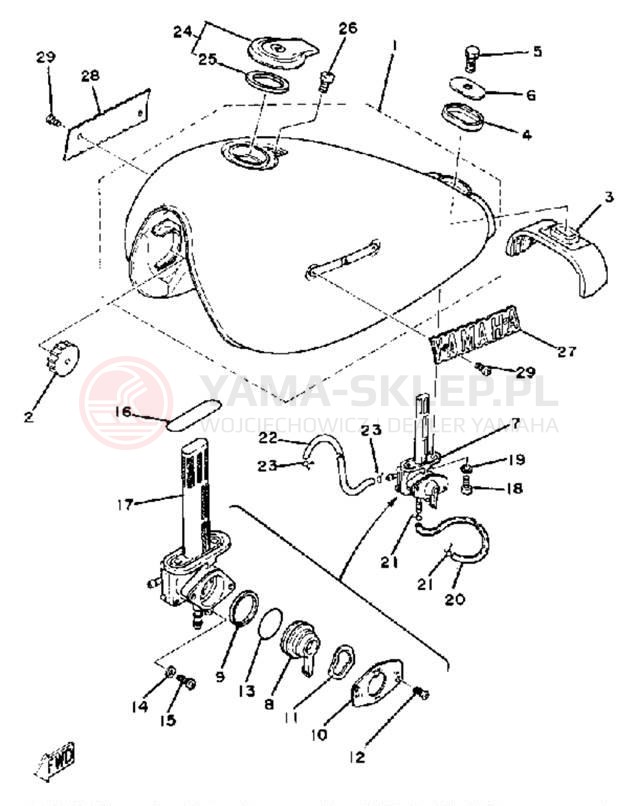 Schemat "zbiornik paliwa" do Yamaha SR250J