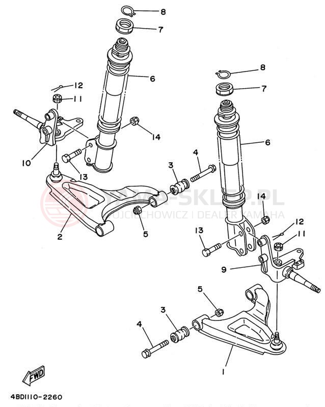 Schemat "Koło przód" do Yamaha YFB250H_MN/YFB250UH_M