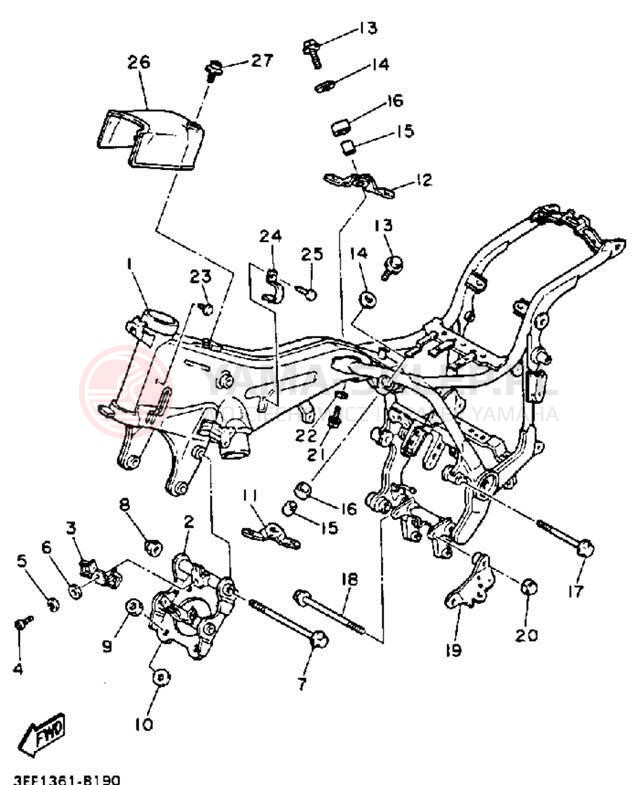 Schemat "rama" do Yamaha VIRAGO 1100 XV1100E/XV1100EC